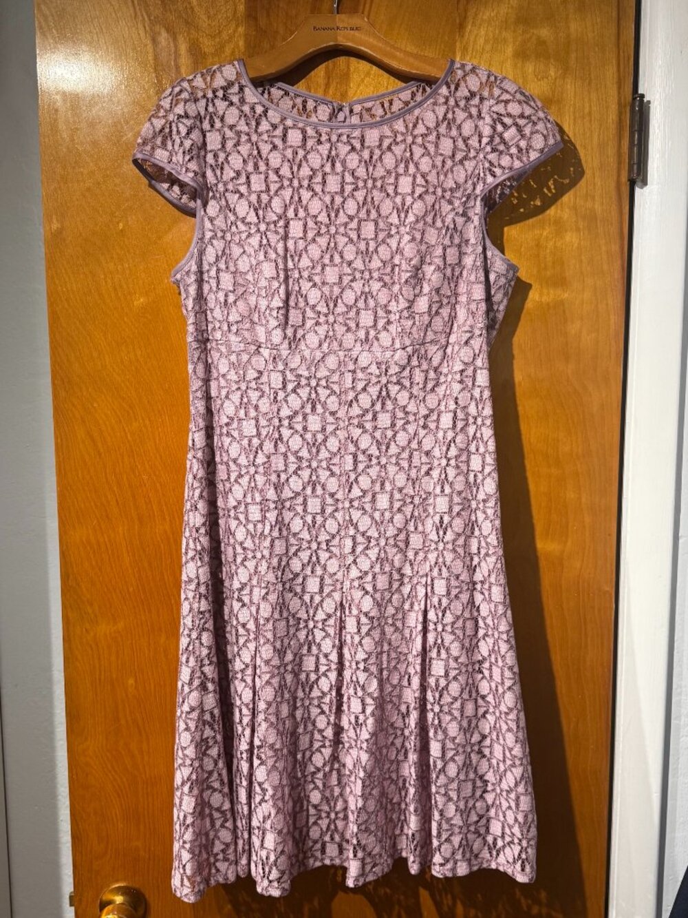Adrianna Papell lilac rose formal lace dress Size 12 knee-length short sleeve